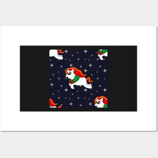 Flying Christmas Unicorn Posters and Art